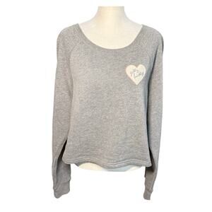 Gilly Hicks‎ Cropped Boxy Sweatshirt Women Large Heart Active Performance Lounge